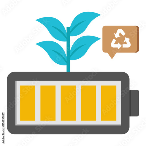 A flat design icon of eco battery