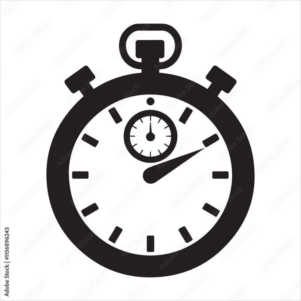 A classic stopwatch icon, perfectly black and white, suitable for websites, apps, or presentations. A classic stopwatch icon, perfectly black and white, suitable for websites, apps, or presentations.