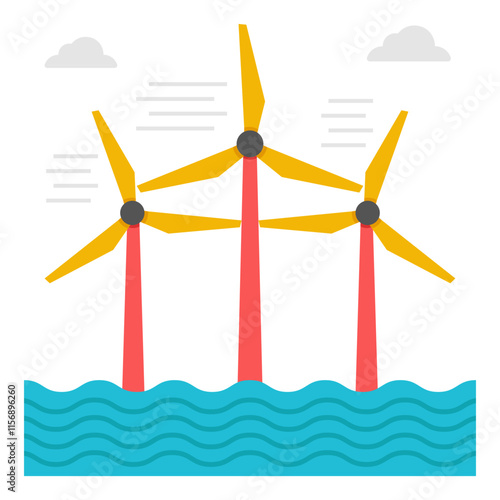 Windmills icon, editable vector