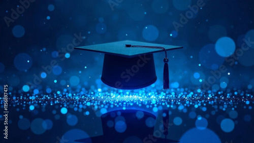Sparkly magic graduation hat with bokeh.