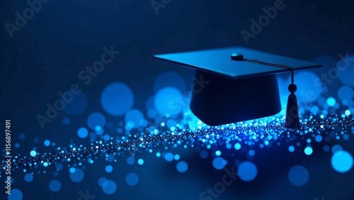 Sparkly magic graduation hat with bokeh.