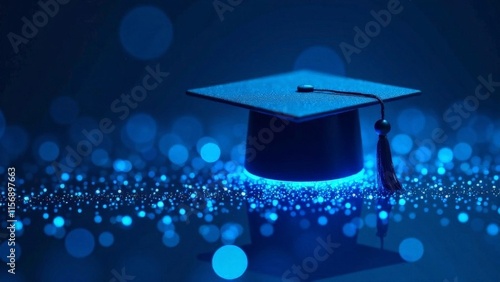 Sparkly magic graduation hat with bokeh.
