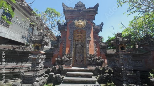 Shot Of Balinese Palace Door in Ubud, Bali photo