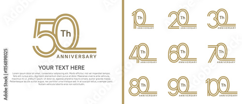 logo anniversary set. brown color double line on white background for special event