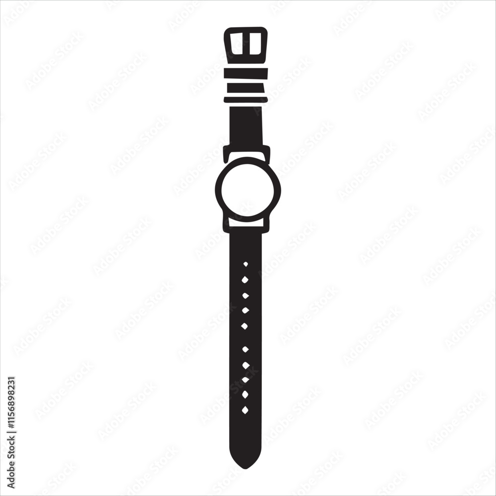 Hand watch vector silhouette on a white background Hand watch vector silhouette on a white background