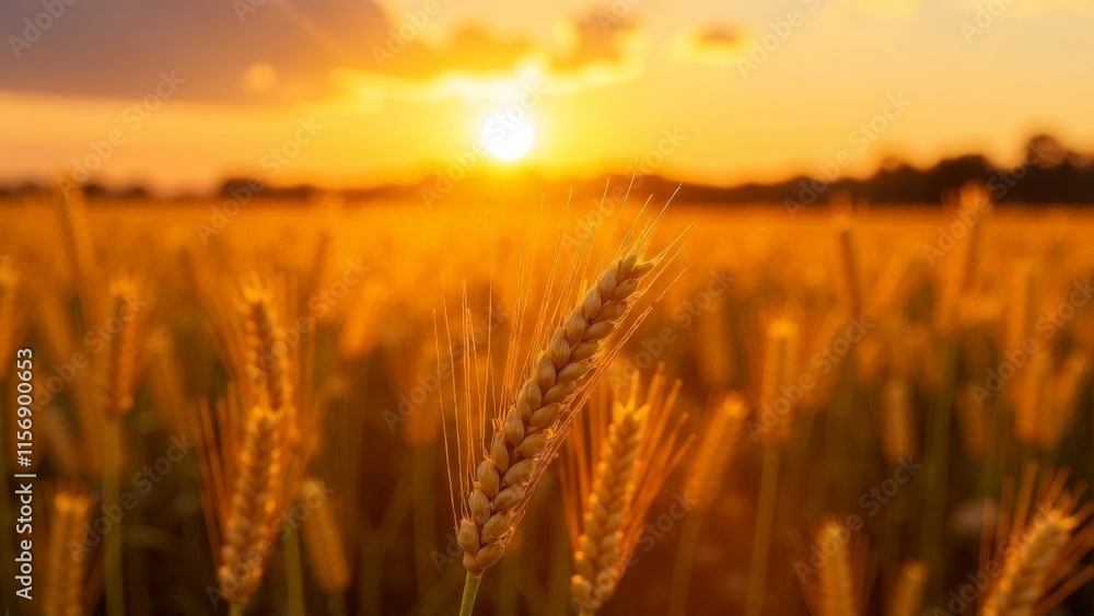 Wheat field at sunset in backlight. Wheat field at sunset in backlight.