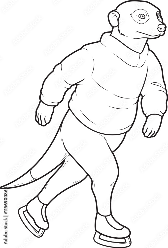 Meerkat Ice skating Ice skates Animal Vector Graphic Art Illustration Meerkat Ice skating Ice skates Animal Vector Graphic Art Illustration