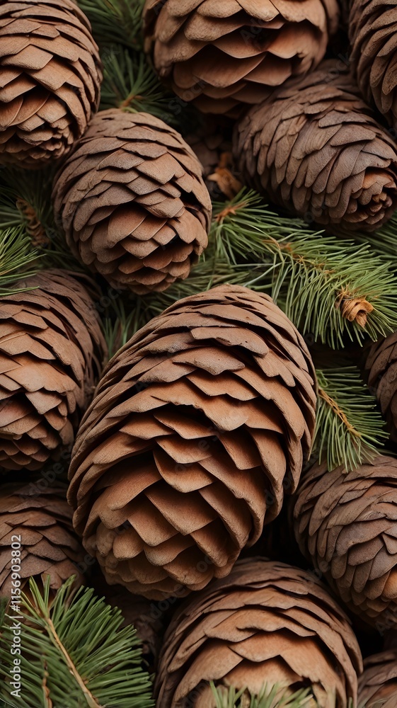 Close-Up of Pine Cones with Pine Needles Close-Up of Pine Cones with Pine Needles
