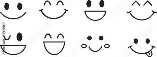 Abstract Vector Smiling or Smile Icons Design Template