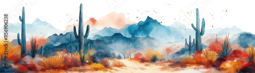 Desert Sunset Watercolor Landscape 