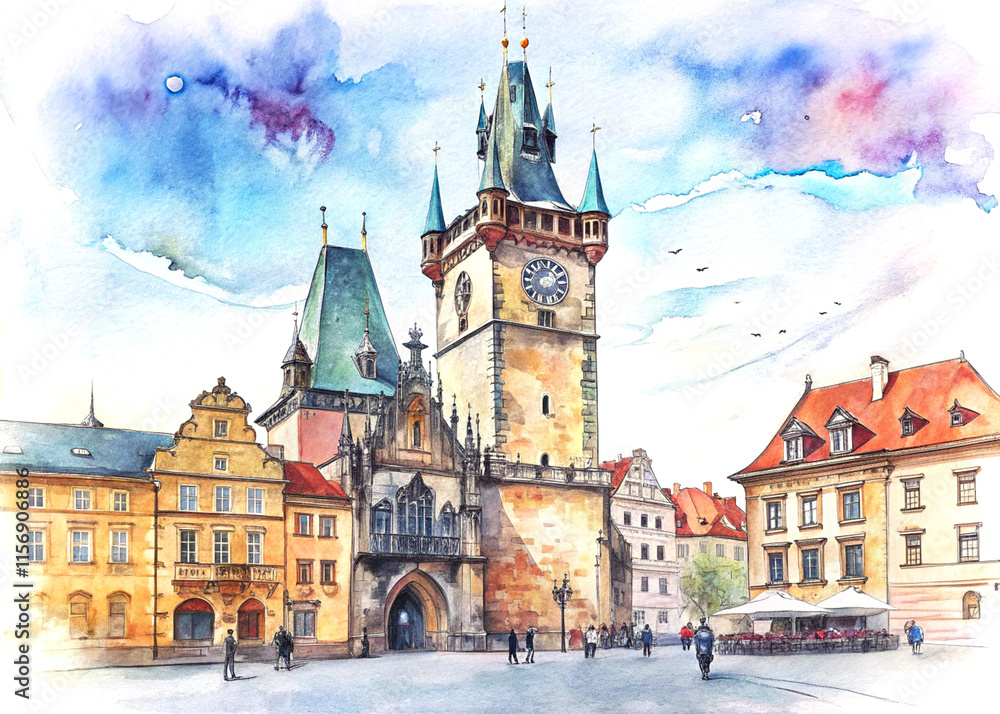 Fototapeta premium The Historic Prague Town Hall Located In The Charming Old Town Square