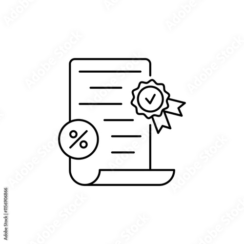 Icon Outline Certificate Represents proof or legitimacy of the promotion being carried out.

