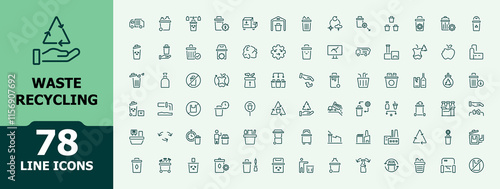 Waste Recycling icon set. Icons appliance, environmental, renewable and more. Minimal icons. Vector outline icons collection.