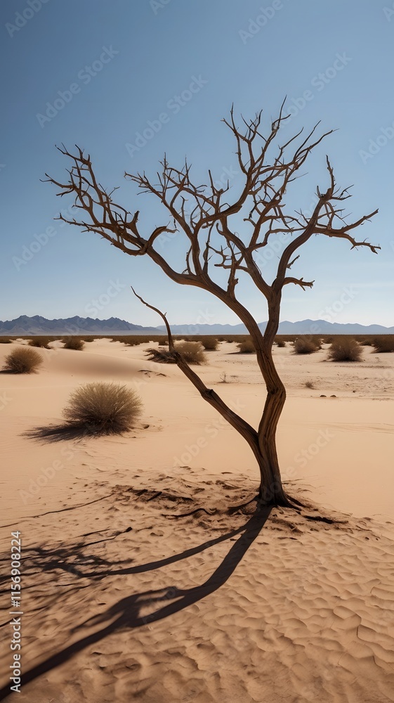 Solitary Tree in Desert Landscape Solitary Tree in Desert Landscape