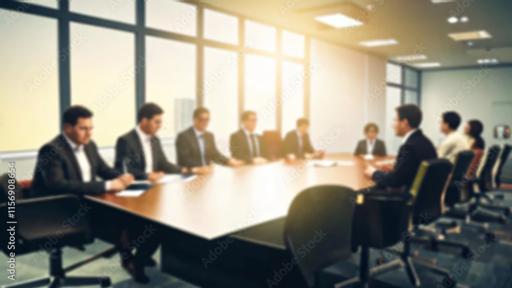Defocused board of directors meeting blurred background Defocused board of directors meeting blurred background