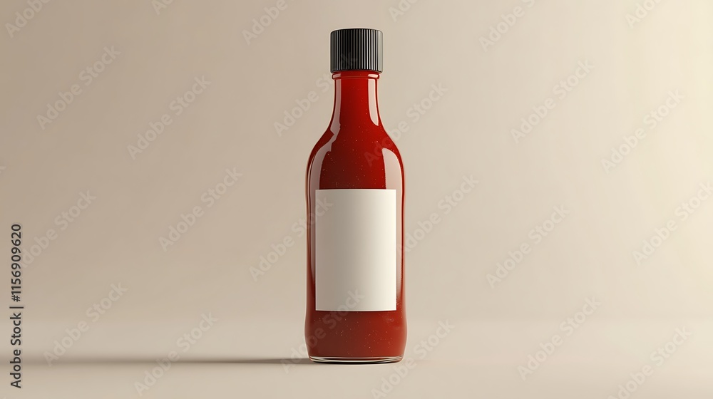 Sleek Red Sauce Bottle Mockup: Clean Studio Product Shot. AI Generated Sleek Red Sauce Bottle Mockup: Clean Studio Product Shot. AI Generated
