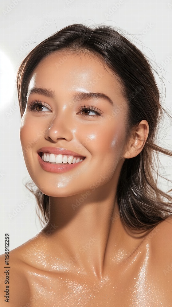 Obraz premium Beautiful Woman with Glowing Complexion