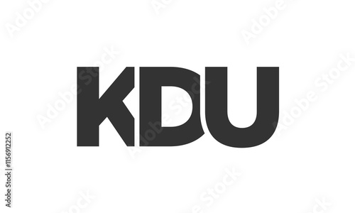 KDU logo design template with strong and modern bold text. Initial based vector logotype featuring simple and minimal typography. Trendy company identity. photo