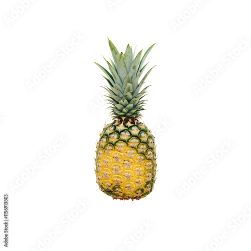 Vibrant Pineapple on a White Background Showcasing the Tropical Fruit s Natural Beauty and Nutritional Value photo