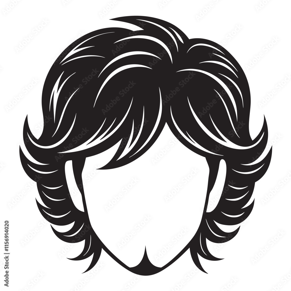 Fototapeta premium Men Wigs Hairstyle Back Icons silhouette