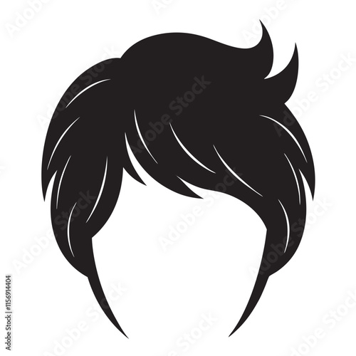 Men Wigs Hairstyle Back Icons silhouette 