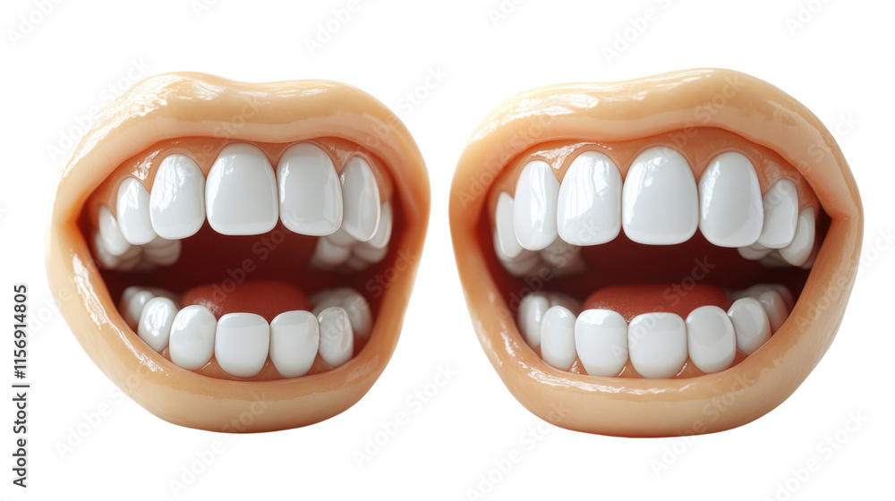 Laughing face with teeth isolated on white background 