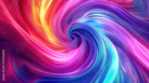 A vibrant swirl of neon colors blending seamlessly, creating a dynamic abstract background with fluid shapes and gradients