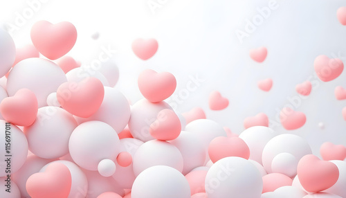 Wallpaper Mural Imagen cuca y romántica de corazones en 3d para felicitación de amor o para fondo, banner, dedicatoria. Estilo kawaii Torontodigital.ca