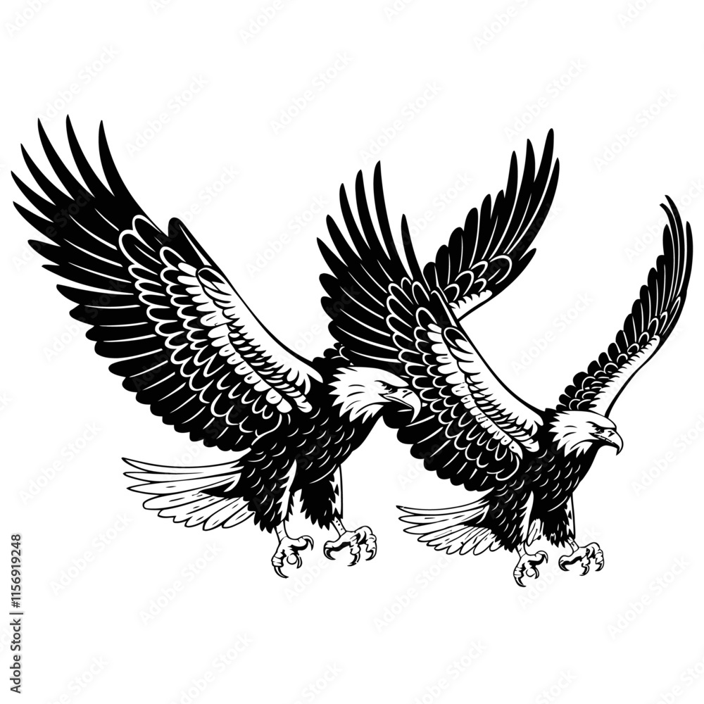 Obraz premium eagle spread wing black color vector