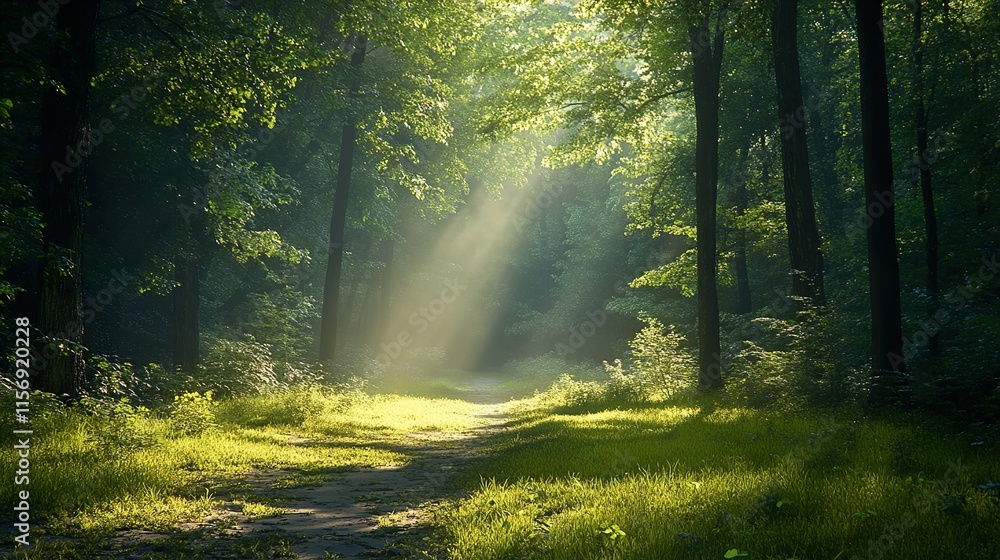 Sunlit Forest Path: A Serene Nature Escape Sunlit Forest Path: A Serene Nature Escape