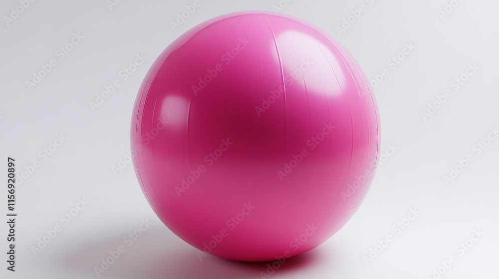 Obraz premium Glossy pink sphere casts soft shadows, showcasing smooth curves