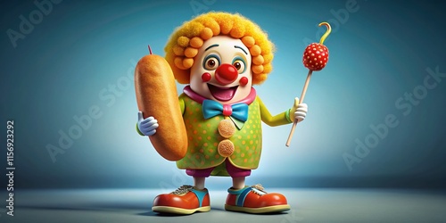 Funny Clown Corn Dog Mascot Cartoon Character for Food Brand Logo Design photo