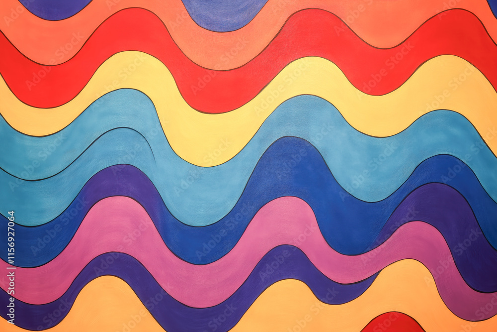 Bright and cheerful abstract background featuring colourful sine waves with flowing amplitude, creating a joyful and artistic celebration, with plenty of copy space for design extension and text. Bright and cheerful abstract background featuring colourful sine waves with flowing amplitude, creating a joyful and artistic celebration, with plenty of copy space for design extension and text.