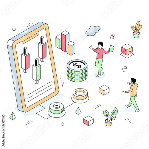 Premium download illustration of mobile data analytics
