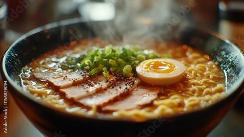 Wallpaper Mural Steaming Japanese Ramen Bowl with Traditional Toppings Torontodigital.ca