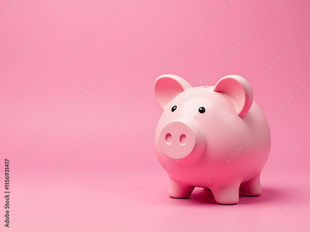 Vibrant Piggy Bank Sits Atop A Bright Pink Background With Ample Copy Space For Creative Design And Marketing Ideas. 00002 Vibrant Piggy Bank Sits Atop A Bright Pink Background With Ample Copy Space For Creative Design And Marketing Ideas. 00002