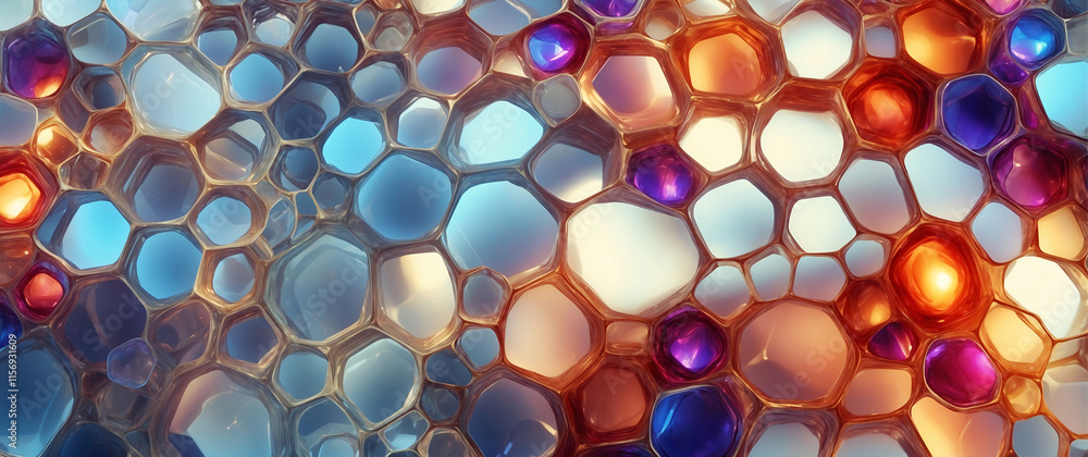 Close-up of a honeycomb-like structure with many interconnected cells