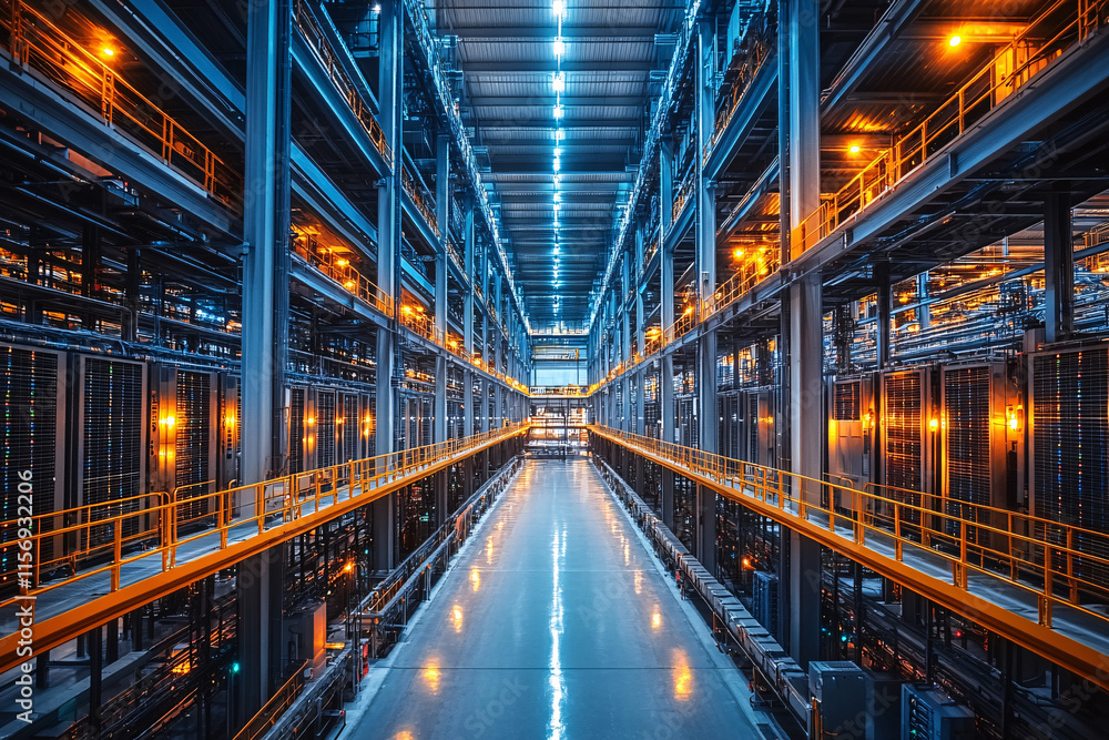 Server Racks and Cabinets full of Hard Drives inside Large Data Center. Advanced Cloud Computing Concept.
Server Racks and Cabinets full of Hard Drives inside Large Data Center. Advanced Cloud Computing Concept.