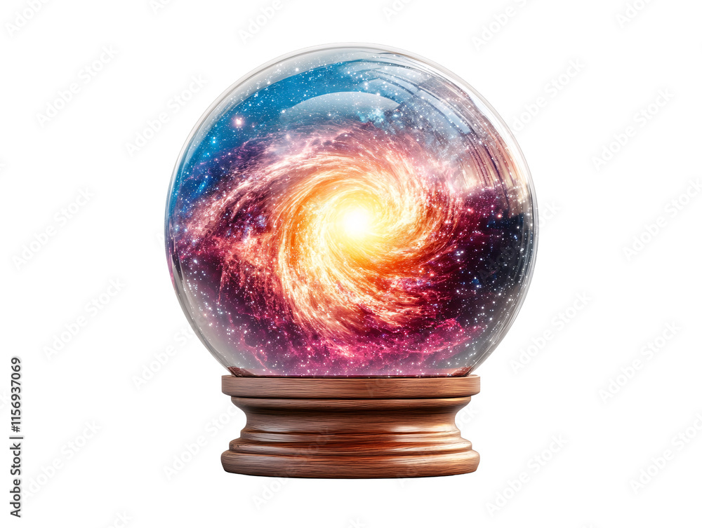 Isolated Galaxy Sphere on Wooden Base Isolated Galaxy Sphere on Wooden Base
