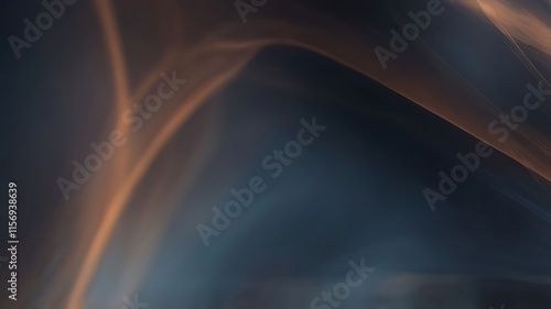 An abstract graphic shows swaths of flowing light against a dark backdrop. The composition uses golden and blue hues in a dynamic and painterly style