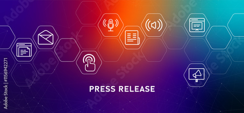 Press Release gradient header news publish information publication social media communication announcement reportage public design