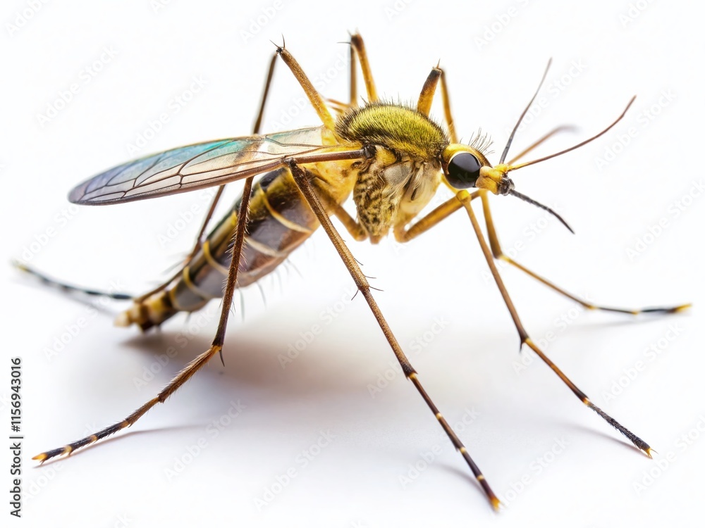 Isolated Mosquito on White Background - Detailed Macro Photography Stock Photo Isolated Mosquito on White Background - Detailed Macro Photography Stock Photo