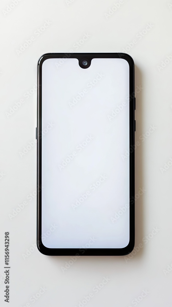 Black smartphone with a blank white screen Black smartphone with a blank white screen