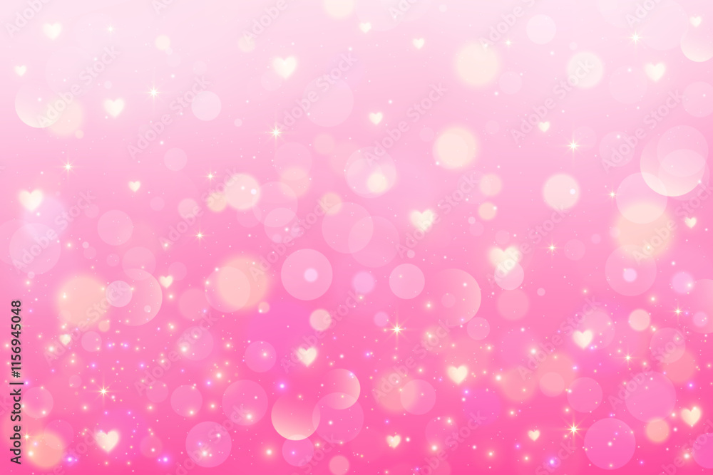 Pink background with bokeh and hearts. Cute pastel gradient girly blurred backdrop for Valentine Day card design. Lovely dreamy vector wallpaper with soft fairy light. Lilac glittering bg Pink background with bokeh and hearts. Cute pastel gradient girly blurred backdrop for Valentine Day card design. Lovely dreamy vector wallpaper with soft fairy light. Lilac glittering bg