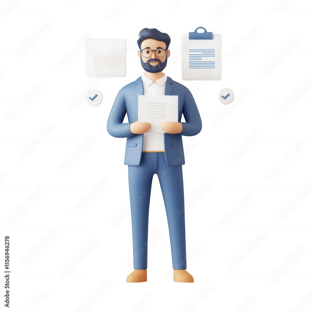 A confident professional holding documents in a modern office setting., isolated on a transparent background. A confident professional holding documents in a modern office setting., isolated on a transparent background.