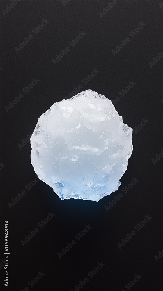 Translucent Ice Mass on Black Background Translucent Ice Mass on Black Background