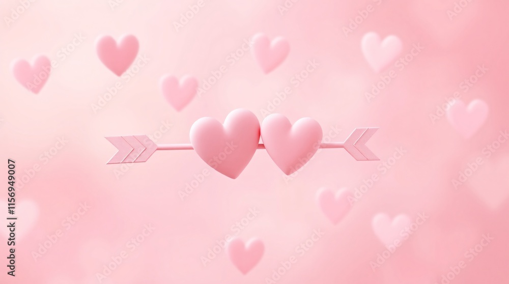 Romantic Pink Hearts Pierced by Cupid's Arrow: A Valentine's Day Dream Romantic Pink Hearts Pierced by Cupid's Arrow: A Valentine's Day Dream