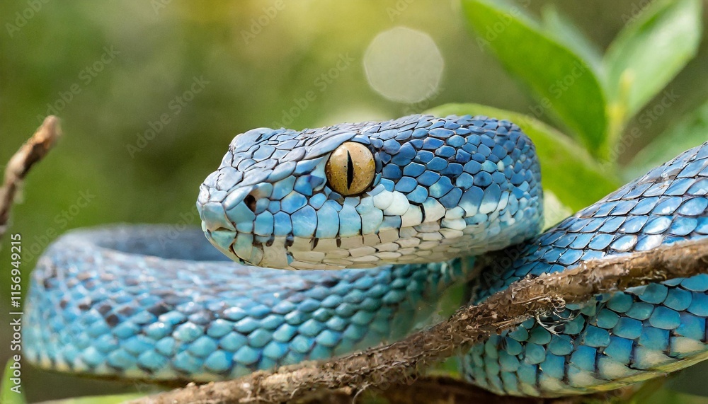 Obraz premium Blue viper snake closeup face