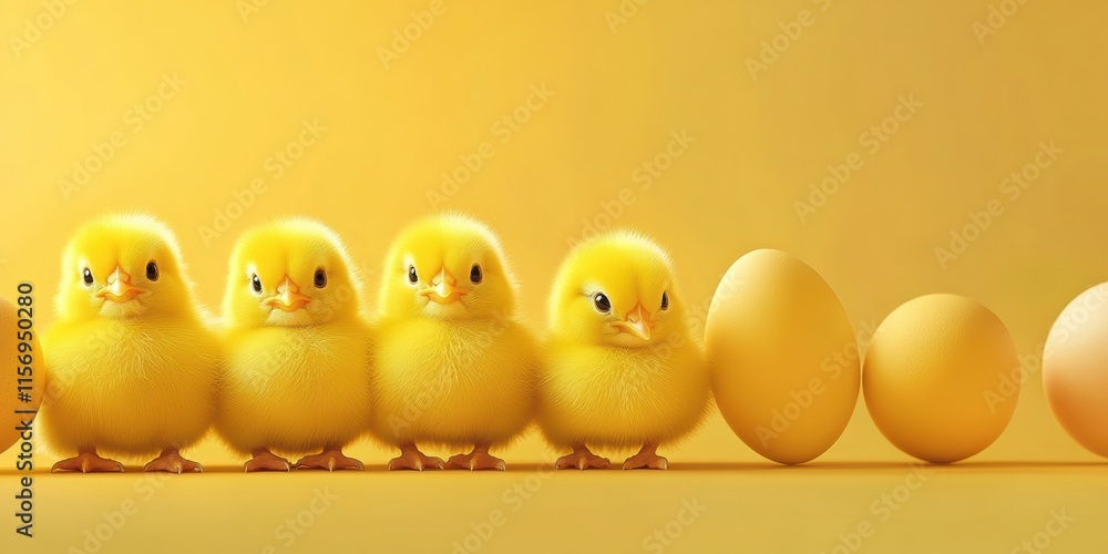 A cheerful display of fluffy yellow chicks and colorful eggs captures the joy of Easter, bringing families together in a festive celebration of life and renewal during this wonderful holiday A cheerful display of fluffy yellow chicks and colorful eggs captures the joy of Easter, bringing families together in a festive celebration of life and renewal during this wonderful holiday