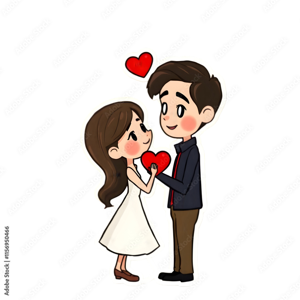 illustration of a couple with heart for valentine's day illustration of a couple with heart for valentine's day